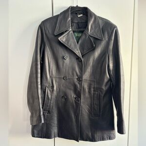 Danier vintage black leather women’s peacoat winterized size 12/14